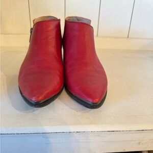 Red Leather Ankle Boots